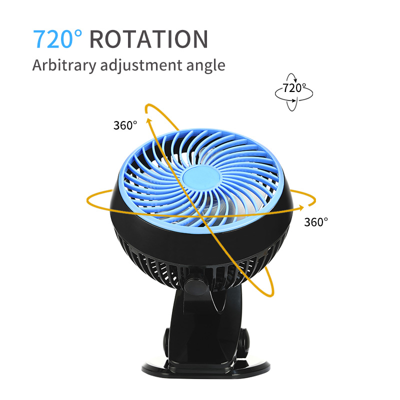 Mini Clip Fan Portable With Clip 4 Blades USB Rechargeable