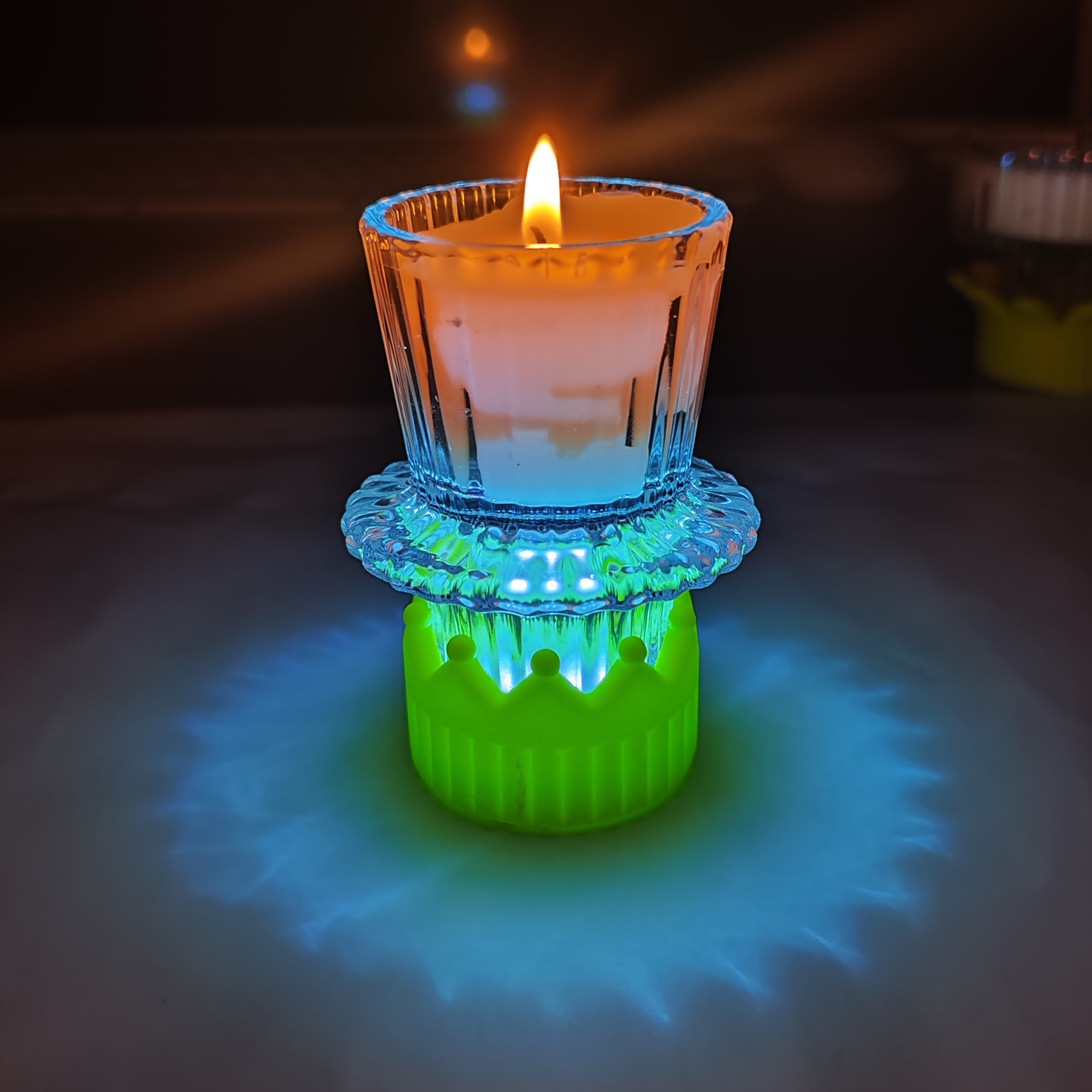 香薰蜡烛灯 玻璃杯LED七彩渐变夜灯